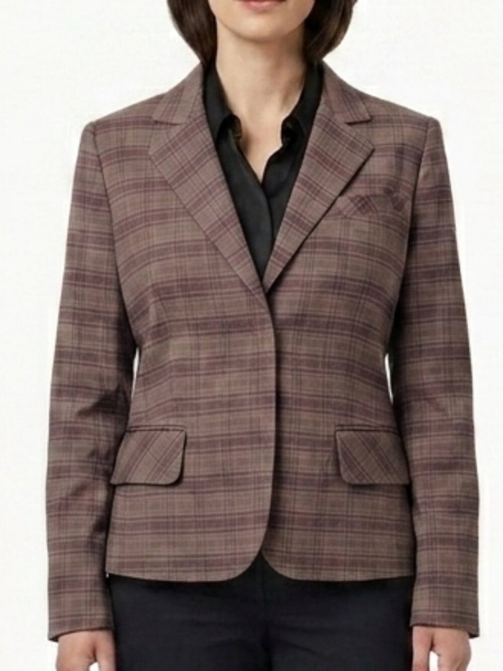 BCBG Cotton/Linen Blend Plaid Print Casual Blazer- Sz. Med.